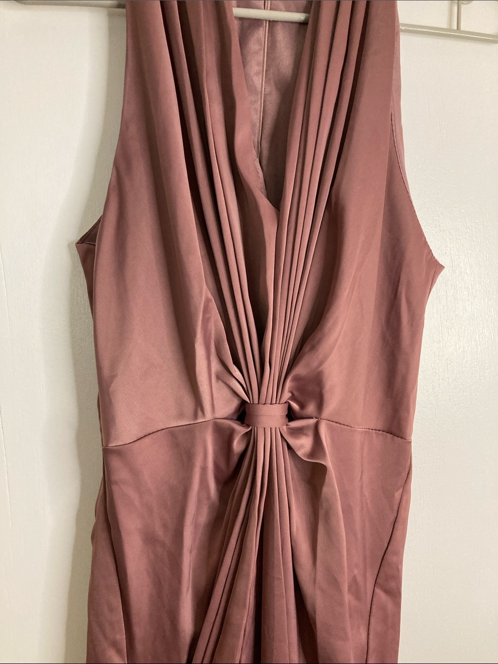 Sleeveless Knot-Front Maxi Dress in Mauve Rose